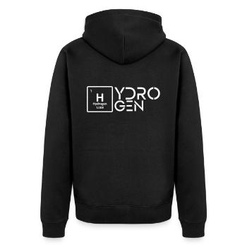 Wasserstoff Hydrogen Energie Element - Unisex Premium Bio Zip Hoodie - Schwarz - Hinten - Nico (187cm)