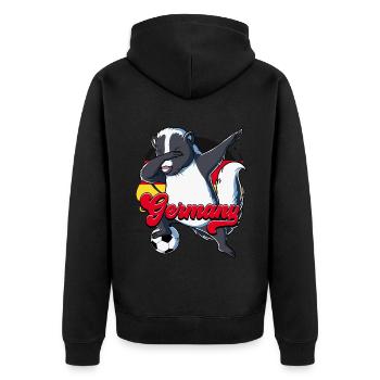 Deutschland Fußball - Unisex Premium Bio Zip Hoodie - Schwarz - Hinten - Nico (187cm)