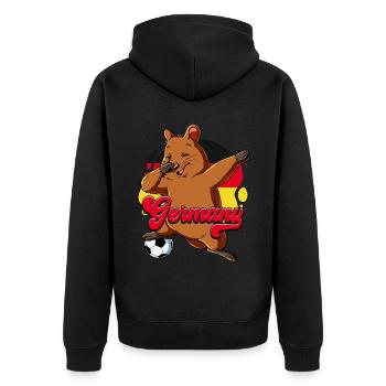 Deutschland Fußball - Unisex Premium Bio Zip Hoodie - Schwarz - Hinten - Nico (187cm)