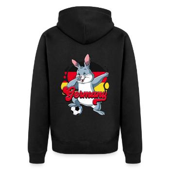 Deutschland Fußball - Unisex Premium Bio Zip Hoodie - Schwarz - Hinten - Nico (187cm)