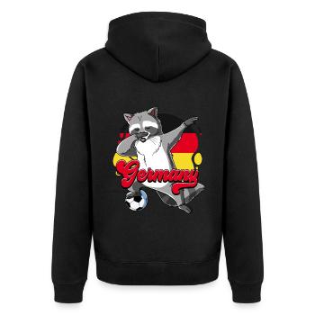 Germany Football - Unisex Premium Organic Zip Hoodie - black - Back - Nico (187cm)