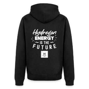 Energie Aus Wasserstoff Ist Die Zukunft Hydrogen - Unisex Premium Bio Zip Hoodie - Schwarz - Hinten - Nico (187cm)
