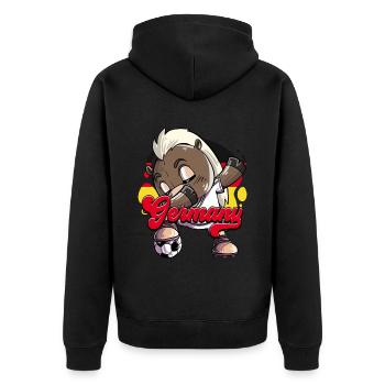 Deutschland Fußball - Unisex Premium Bio Zip Hoodie - Schwarz - Hinten - Nico (187cm)