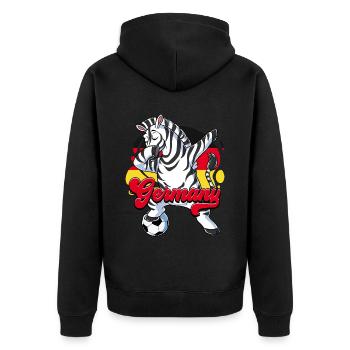 Germany Football - Unisex Premium Organic Zip Hoodie - black - Back - Nico (187cm)