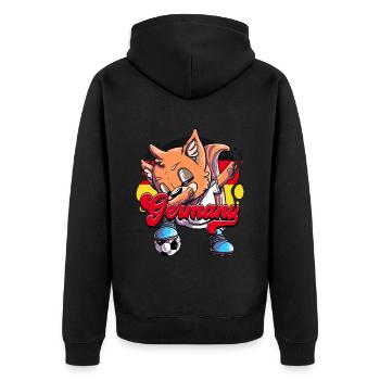 Deutschland Fußball - Unisex Premium Bio Zip Hoodie - Schwarz - Hinten - Nico (187cm)