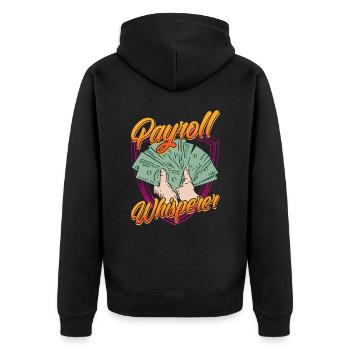 Lohnbuchhaltung Flüsterer Human Resources HR - Unisex Premium Bio Zip Hoodie - Schwarz - Hinten - Nico (187cm)