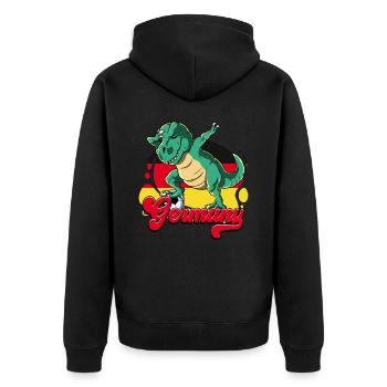 Deutschland Fußball - Unisex Premium Bio Zip Hoodie - Schwarz - Hinten - Nico (187cm)