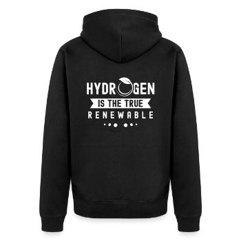 Hydrogen is the true renewable energy - Unisex Premium Organic Zip Hoodie - black - Back - Nico (187cm)