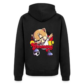 Germany Football - Unisex Premium Organic Zip Hoodie - black - Back - Nico (187cm)