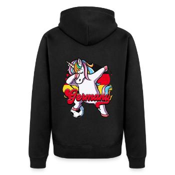 Deutschland Fußball - Unisex Premium Bio Zip Hoodie - Schwarz - Hinten - Nico (187cm)
