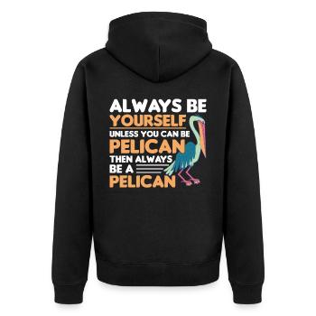 Pelikan Pelikane Vögel Wasservogel - Unisex Premium Bio Zip Hoodie - Schwarz - Hinten - Nico (187cm)
