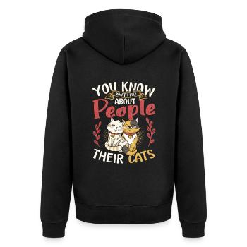 Vous savez ce que j’aime chez les gens et les chats. - Veste à capuche bio Premium Unisexe - noir - Dos - Nico (187cm)