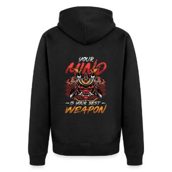 Your mind is your best weapon. - Unisex Premium Organic Zip Hoodie - black - Back - Nico (187cm)