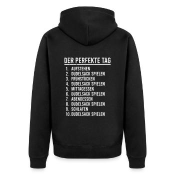 Dudelsackspieler spielt Dudelsack mit Sackpfeife - Unisex Premium Bio Zip Hoodie - Schwarz - Hinten - Nico (187cm)