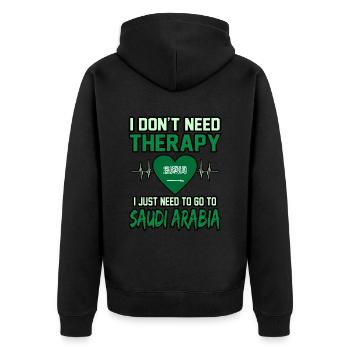 Saudi-arabien - Unisex Premium Bio Zip Hoodie - Schwarz - Hinten - Nico (187cm)
