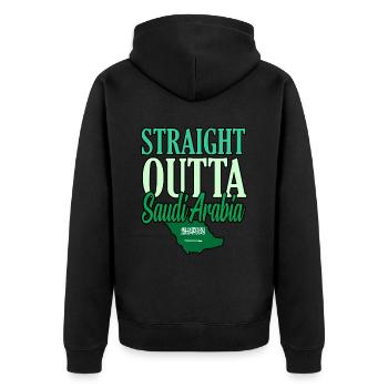 Saudi arabien - Unisex Premium Bio Zip Hoodie - Schwarz - Hinten - Nico (187cm)