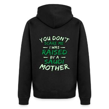Saudi arabien - Unisex Premium Bio Zip Hoodie - Schwarz - Hinten - Nico (187cm)