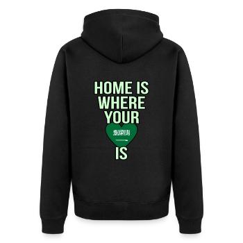Saudi arabien - Unisex Premium Bio Zip Hoodie - Schwarz - Hinten - Nico (187cm)