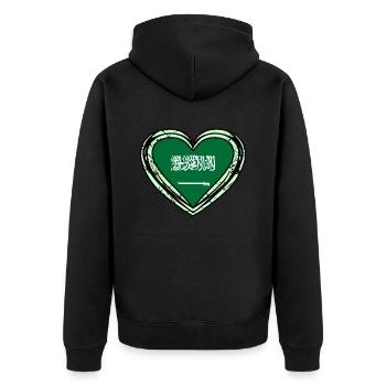 Saudi arabien - Unisex Premium Bio Zip Hoodie - Schwarz - Hinten - Nico (187cm)