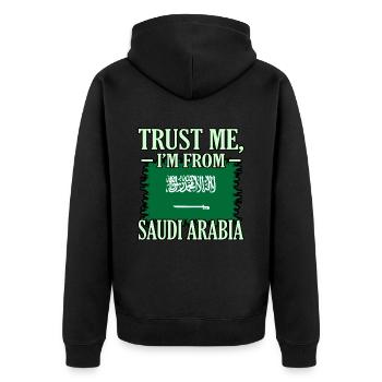Saudi arabien - Unisex Premium Bio Zip Hoodie - Schwarz - Hinten - Nico (187cm)