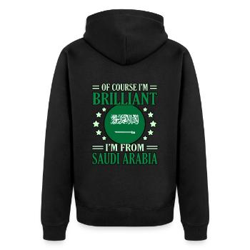 Saudi arabien - Unisex Premium Bio Zip Hoodie - Schwarz - Hinten - Nico (187cm)