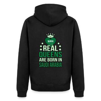 Saudi arabien - Unisex Premium Bio Zip Hoodie - Schwarz - Hinten - Nico (187cm)
