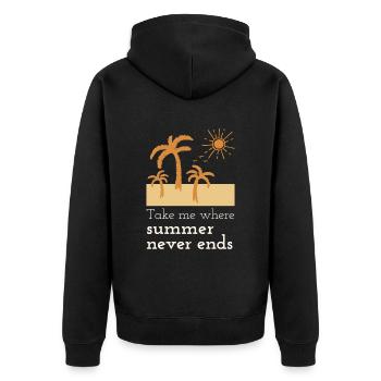 Sommer Palmen Strand Sonne Urlaub - Unisex Premium Bio Zip Hoodie - Schwarz - Hinten - Nico (187cm)