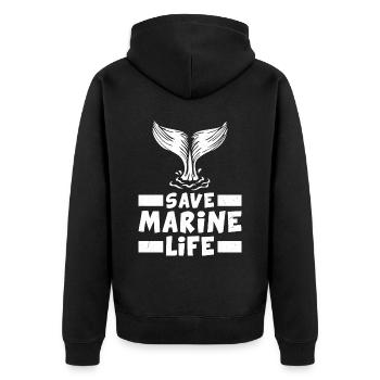Whale Fin Life Environmental Protection Planet Ocean Sea - Unisex Premium Organic Zip Hoodie - black - Back - Nico (187cm)