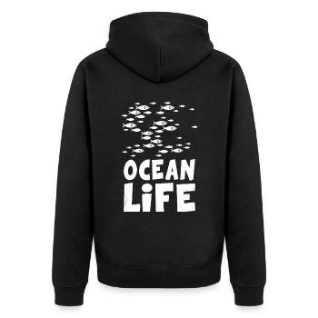 Schools of Fish Life Environmental Protection Planet Ocean Sea - Unisex Premium Organic Zip Hoodie - black - Back - Nico (187cm)