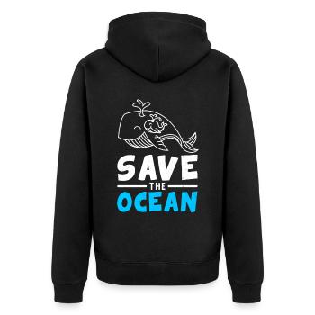 Whale Fish Life Environmental Protection Planet Ocean Sea - Unisex Premium Organic Zip Hoodie - black - Back - Nico (187cm)