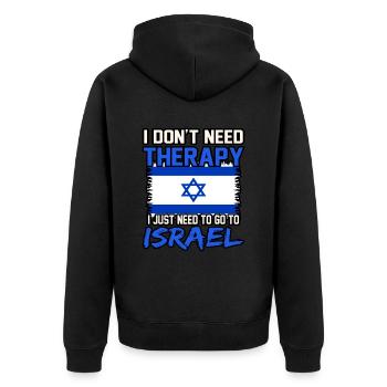 Israel - Unisex Premium Organic Zip Hoodie - black - Back - Nico (187cm)