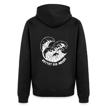 Rettet die Meere Umweltschutz Planet Ozean Meer - Unisex Premium Bio Zip Hoodie - Schwarz - Hinten - Nico (187cm)