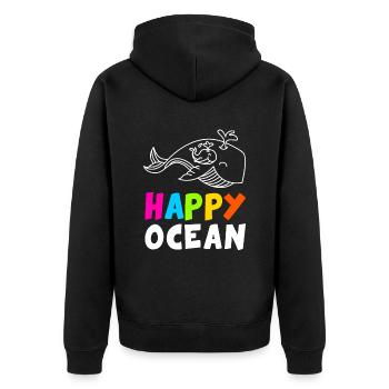 Happy Ocean Life Environmental Protection Planet Ocean Sea - Unisex Premium Organic Zip Hoodie - black - Back - Nico (187cm)