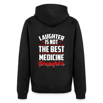 Medizin Propofol Anästhesist Anästhesie - Unisex Premium Bio Zip Hoodie - Schwarz - Hinten - Nico (187cm)