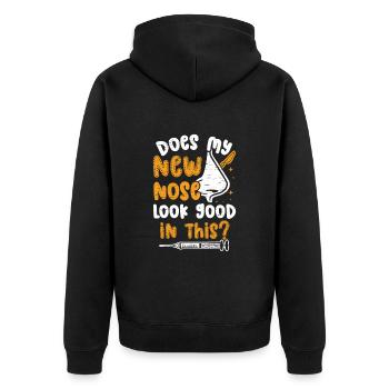Sieht Meine Neue Nase Gut Aus - Unisex Premium Bio Zip Hoodie - Schwarz - Hinten - Nico (187cm)