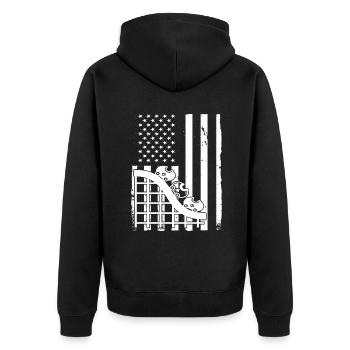 Achterbahn Geschenk - Unisex Premium Bio Zip Hoodie - Schwarz - Hinten - Nico (187cm)