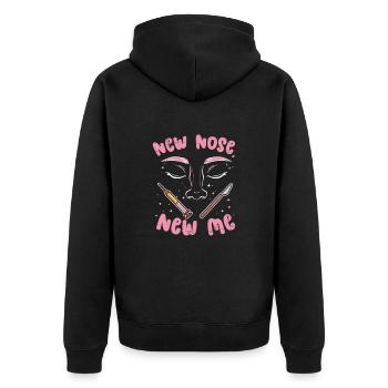 New Nose New Me Rhinoplastik Kosmetische - Unisex Premium Bio Zip Hoodie - Schwarz - Hinten - Nico (187cm)