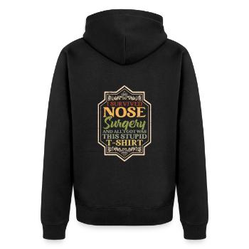 Nasenkorrektur Kosmetische Lustige Nasenoperation - Unisex Premium Bio Zip Hoodie - Schwarz - Hinten - Nico (187cm)