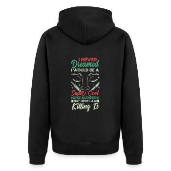 Cool Nose Surgeon Rhinoplasty Kosmetische Nase - Unisex Premium Bio Zip Hoodie - Schwarz - Hinten - Nico (187cm)