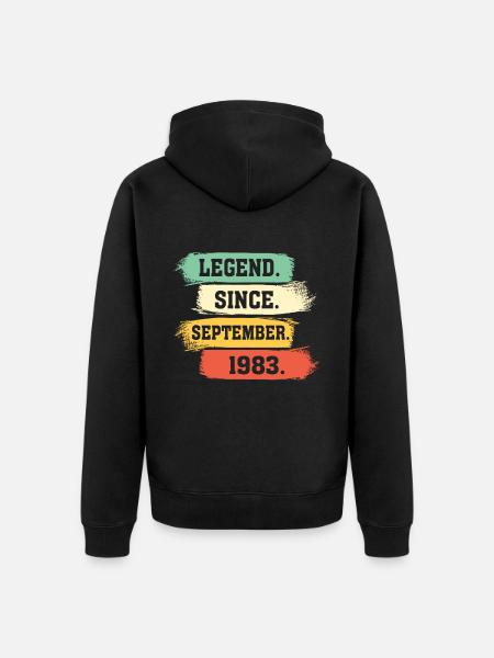 Legend since September 1983 - Unisex Premium Bio Zip Hoodie - Schwarz