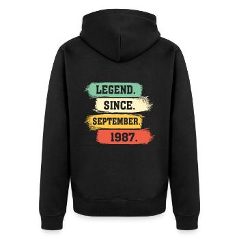 Légende depuis septembre 1987 - Veste à capuche bio Premium Unisexe - noir - Dos - Nico (187cm)