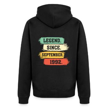 Légende depuis septembre 1992 - Veste à capuche bio Premium Unisexe - noir - Dos - Nico (187cm)