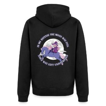 In My Defense The Moon Was Full Wicca Geschenk - Unisex Premium Bio Zip Hoodie - Schwarz - Hinten - Nico (187cm)