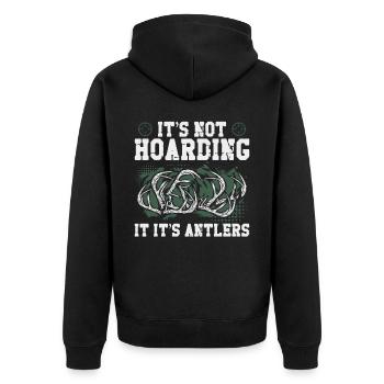Buck Deer Hunting Hunter Vintage - Unisex Premium Bio Zip Hoodie - Schwarz - Hinten - Nico (187cm)