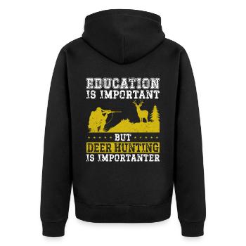 Buck Deer Hunting Hunter Vintage - Unisex Premium Organic Zip Hoodie - black - Back - Nico (187cm)