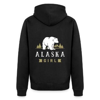 Alaska Mädchen - Unisex Premium Bio Zip Hoodie - Schwarz - Hinten - Nico (187cm)