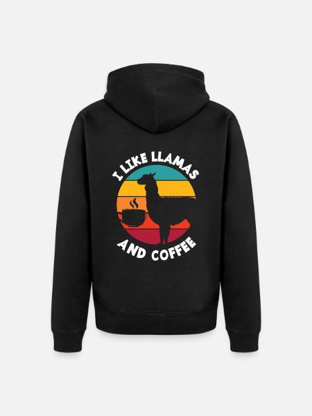Lama Kaffee - Unisex Premium Bio Zip Hoodie - Schwarz