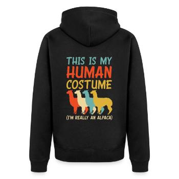 Costume rétro en alpaga - Veste à capuche bio Premium Unisexe - noir - Dos - Nico (187cm)