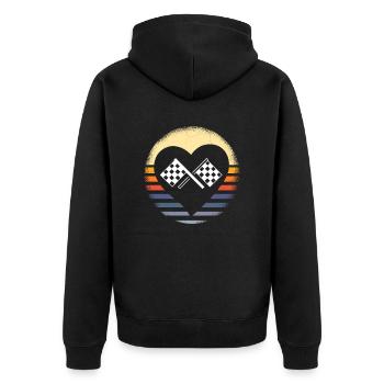 Racing Motorsport Spruch - Unisex Premium Bio Zip Hoodie - Schwarz - Hinten - Nico (187cm)