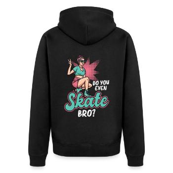 Kannst Du Überhaupt Skaten, Bruder - Rollschuh - Unisex Premium Bio Zip Hoodie - Schwarz - Hinten - Nico (187cm)